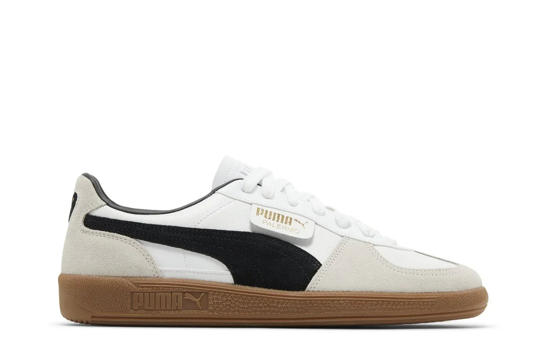 Puma Palermo Cuir Blanc Gris Vapeur Gomme